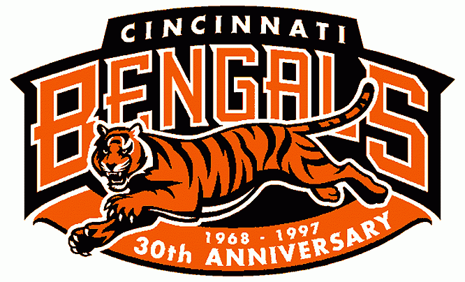 Cincinnati Bengals 1997 Anniversary Logo t shirts iron on transfers
